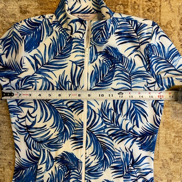 Tommy Bahama Blue and White Leaf Print Long Sleeve Zip Up XS - Picture 4 of 9